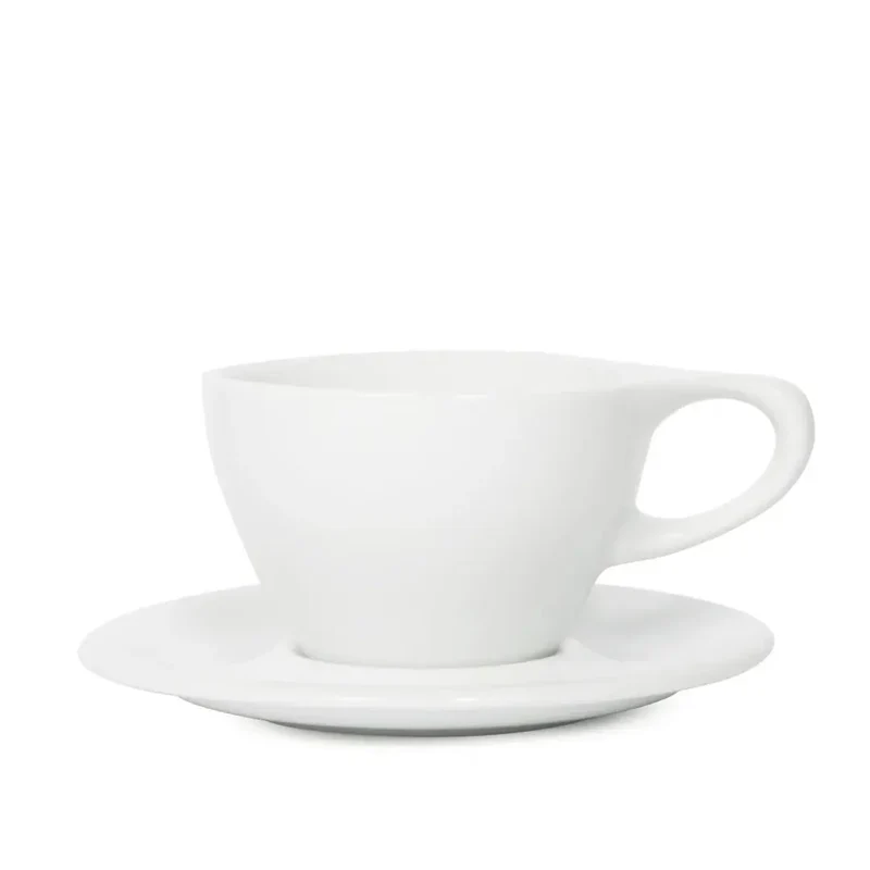 Lino Lille Latte kop 240ml med underkop - Hvid