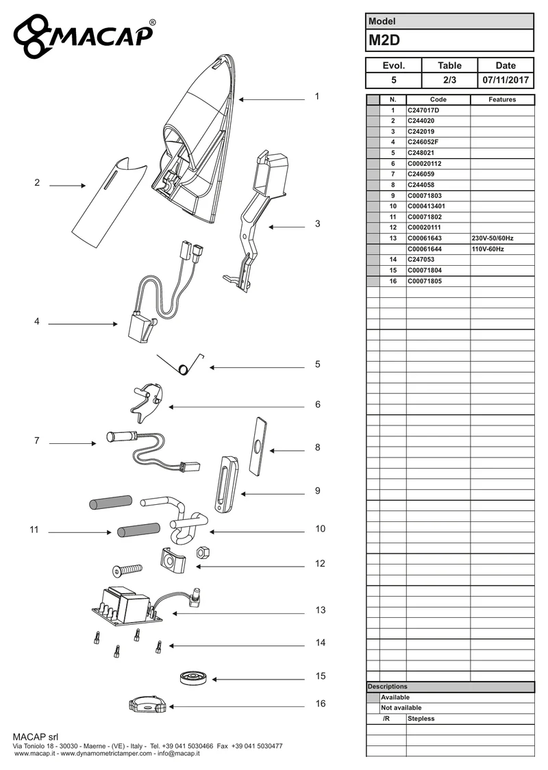 Macap gaffelgrebshætte M42M/M42D - OEM-reservedelsnummer: C00071802