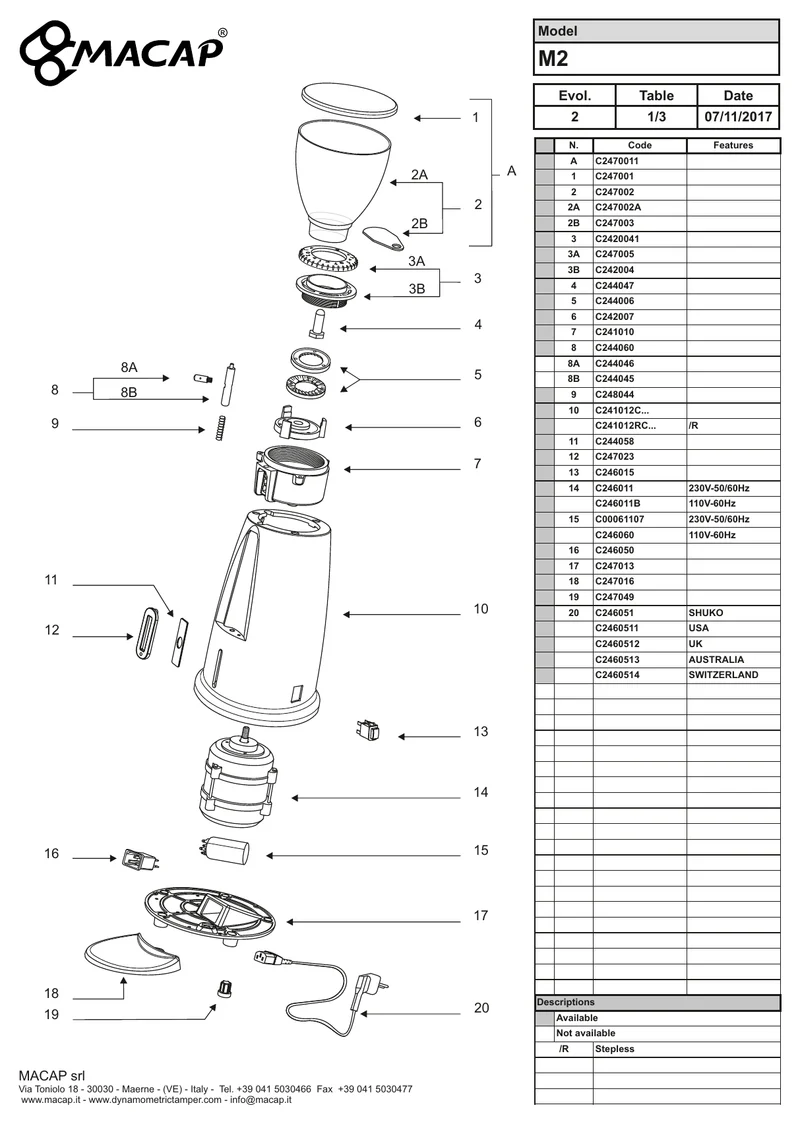 Macap indstillingsring M2 - Reservdel OEM-nummer: C247005