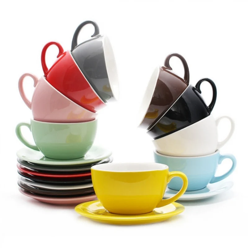 Latte cups with saucer 200ml (Assorted Color)