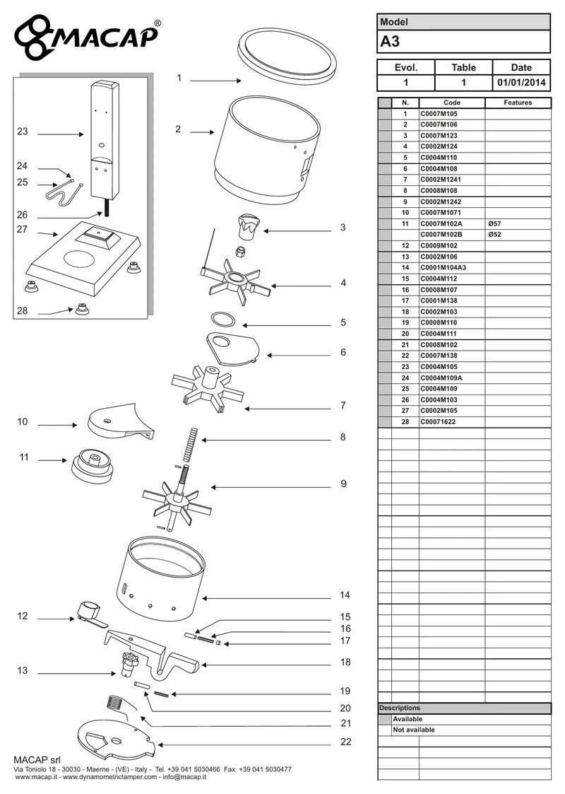 Macap Spak MX højremonteret - Reservdel OEM-nummer: C0002M103