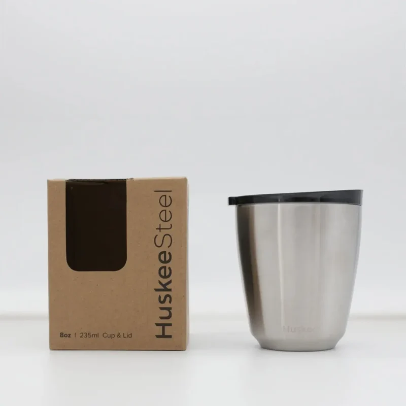 Huskee Stål krus 235 ml – holdbar kaffekop i børstet stål