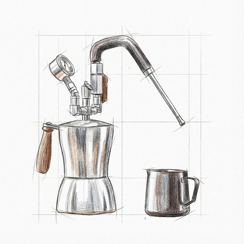 Aleman AK-74 kogeplade med mælkeskummer | Professionel tørdamp til Latte Art