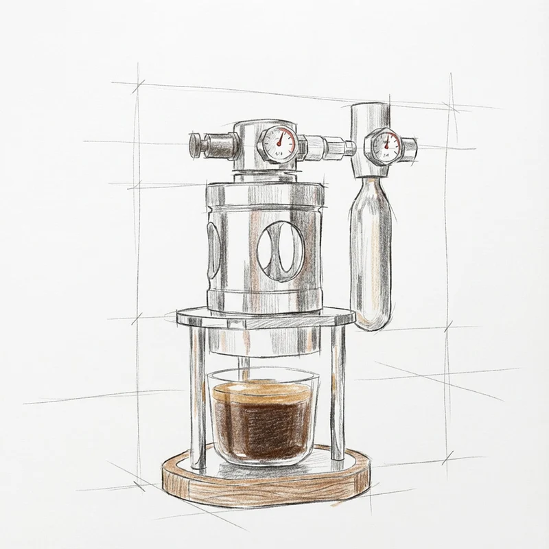 Aleman mikro pneumatisk espressomaskine | Luftdrevet 58 mm bordmodel