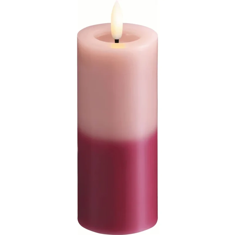 Moods & More LED Bloklys Ø 4,9 x H 12,5 cm, Rosa