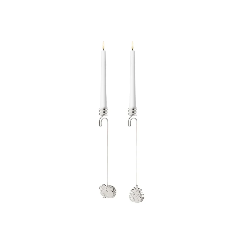 Georg Jensen Lysholdere 2023, mus og grankogle - Palladium