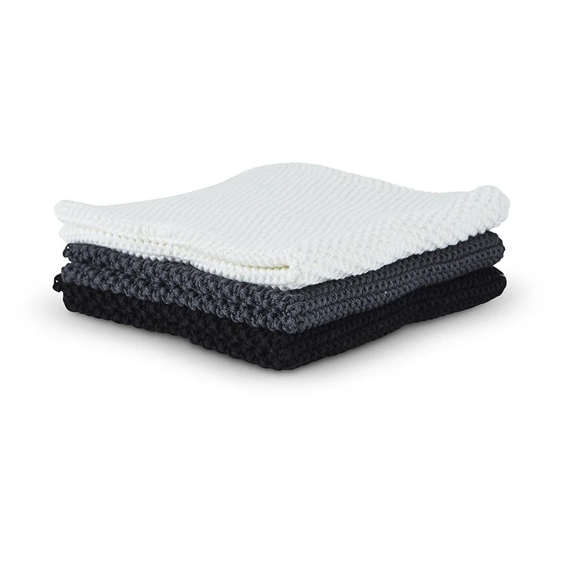 Karklud 3 stk. 30x30 cm sort/hvid