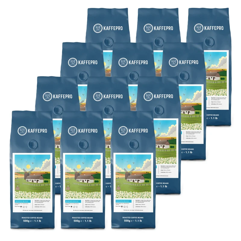 Kaffepro Morning Bloom - Kaffepakke: 12 x 500g Kaffebønner