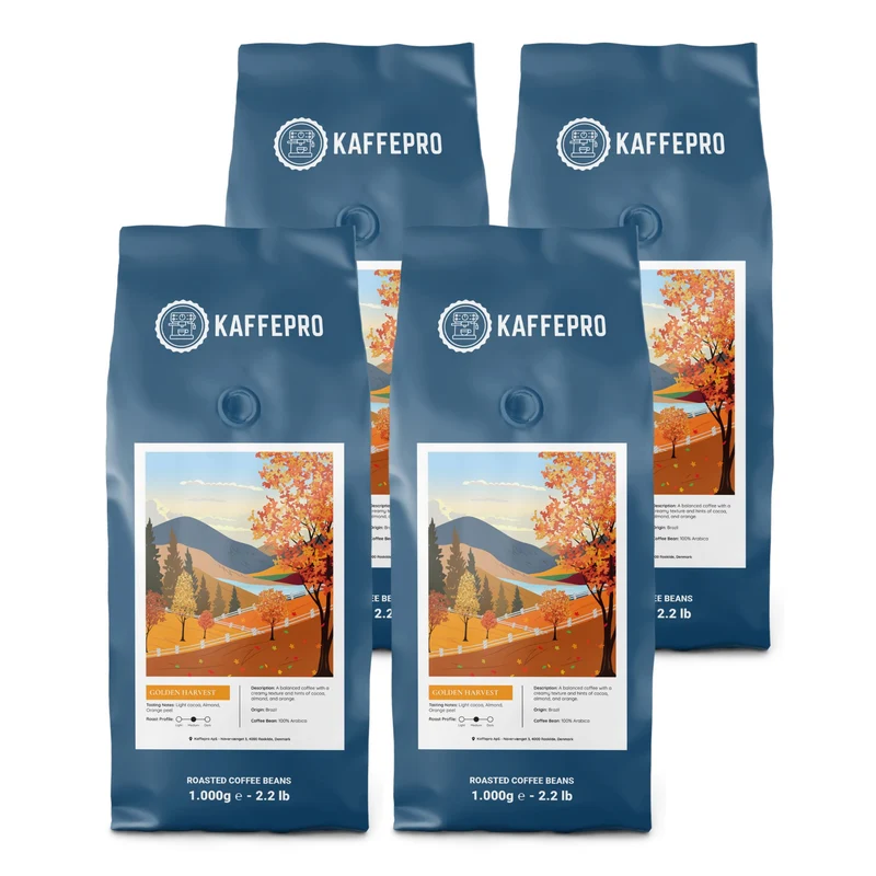 Kaffepro Golden Harvest - Kaffepakke: 4 x 1kg Kaffebønner