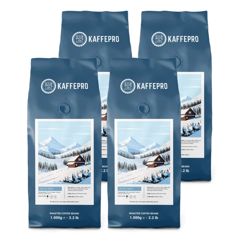 Kaffepro Arctic Shine - Kaffepakke: 4 x 1kg Kaffebønner