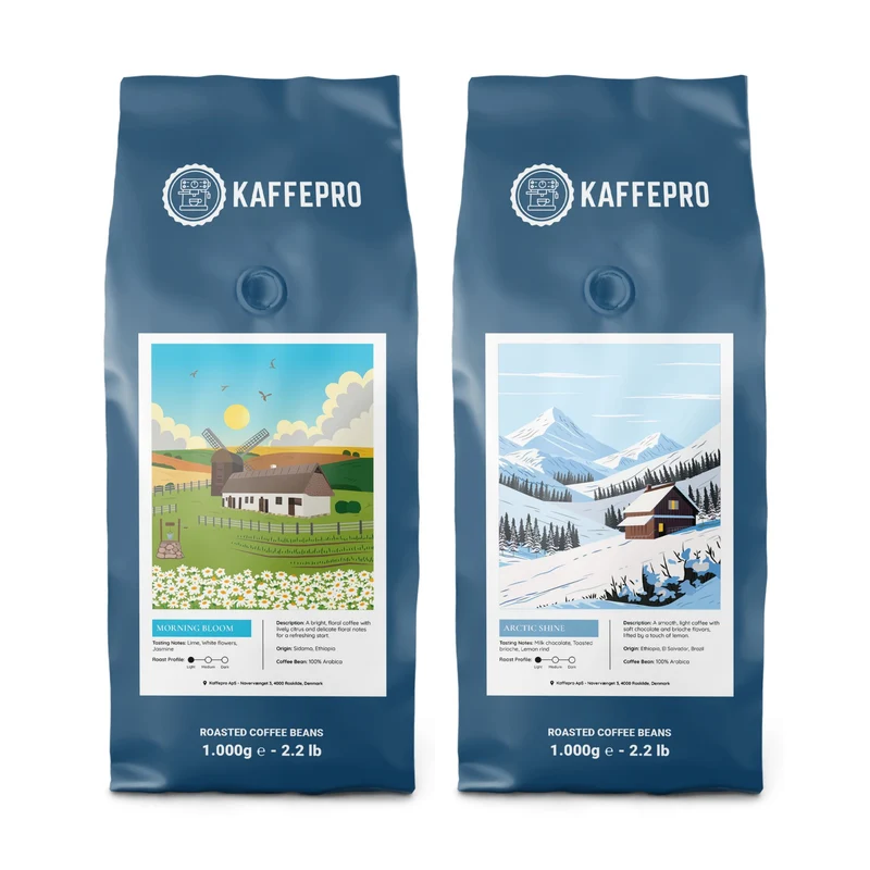 Kaffepro Signature Smagspakke - 1kg Morning Bloom & 1kg Arctic Shine