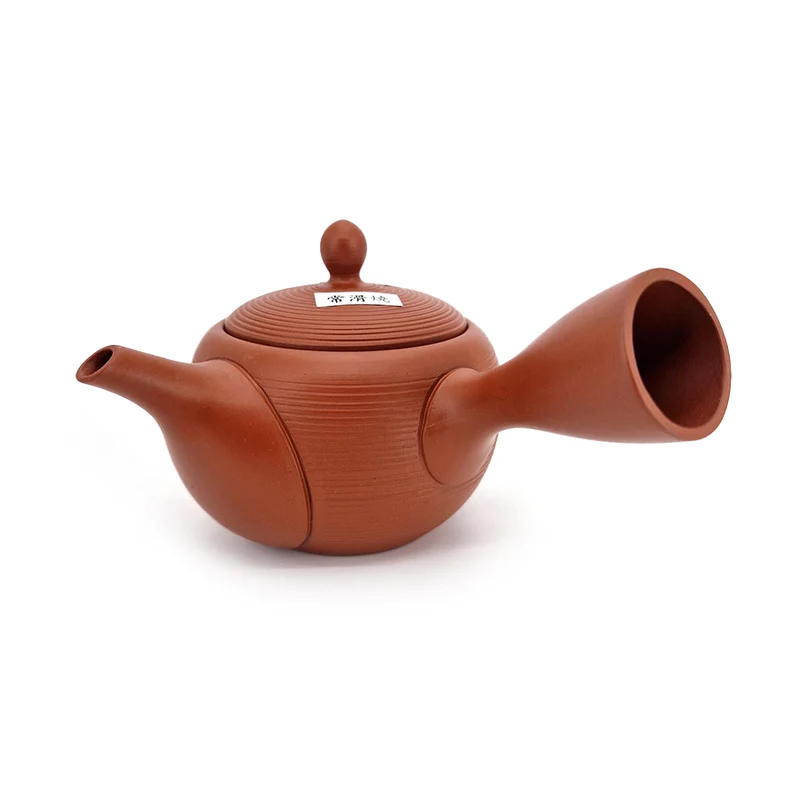 Japansk Kyusu Tekande fra Tokoname – Terracotta med Riflet Mønster - 300 ml