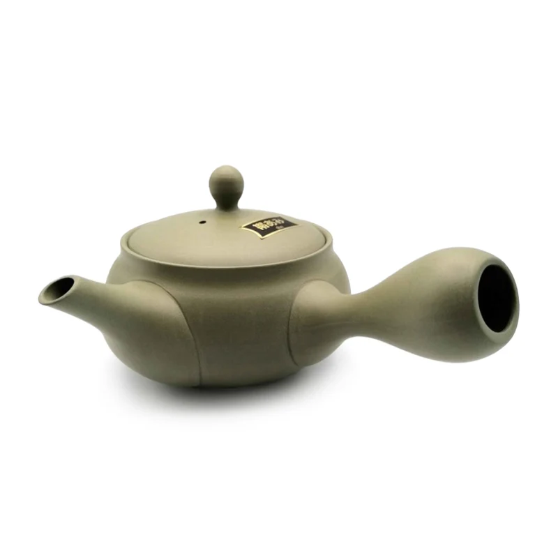 Grøn Japansk Kyusu fra Tokoname med Hvide Blomster - 210 ml