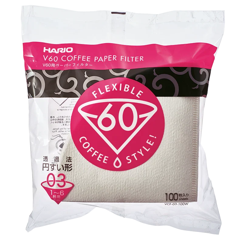 V60 Filterpapir, 100 pcs, Størrelse 01, 02, 03