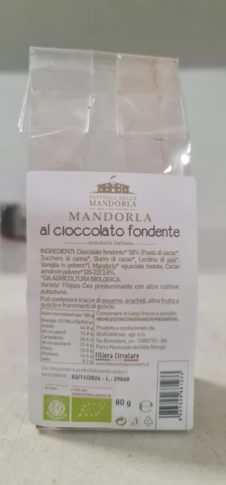Mandorle al cioccolato fondente BIO