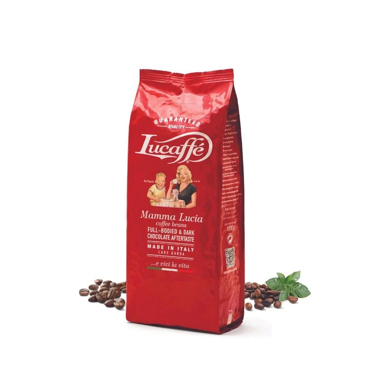 Intens italiensk kaffe med elegant balance. Lucaffe Mamma Lucia kaffe bønner 1 kg.