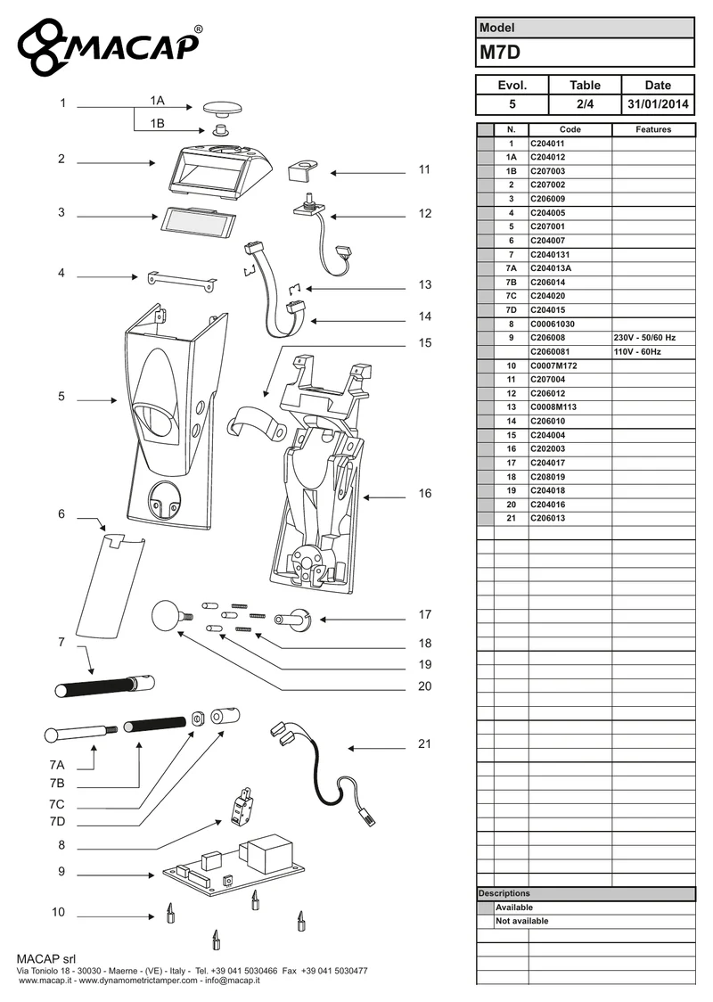 Macap digitalt Zama-beslag - OEM-reservdelsnummer: C202003