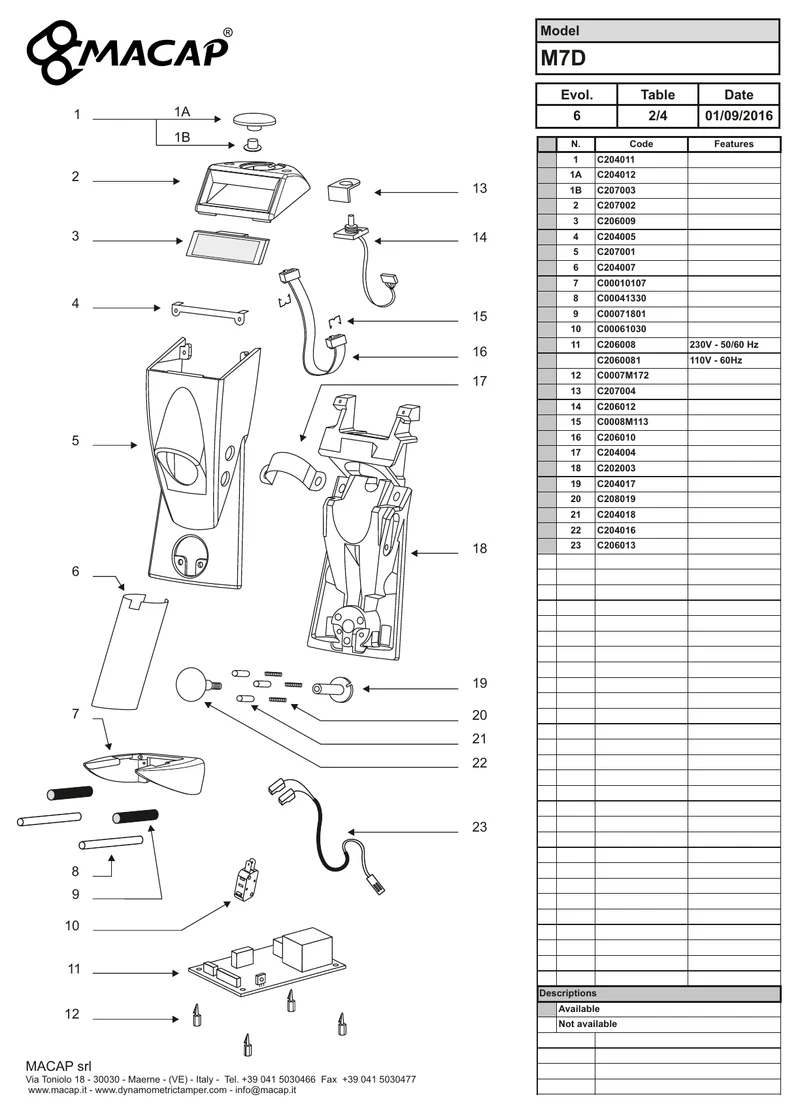 Macap støttestang M7DZ - Reservenummer OEM: C00041330