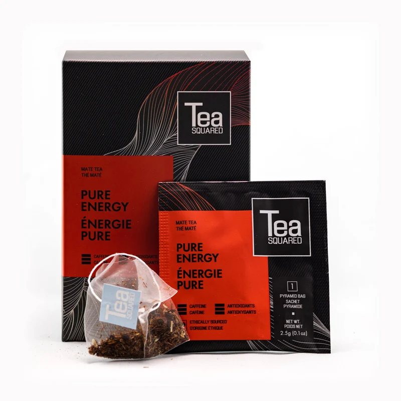 Tea Squared Pyramid Teabags - Yerba Mate - Pure Energy 15 CT