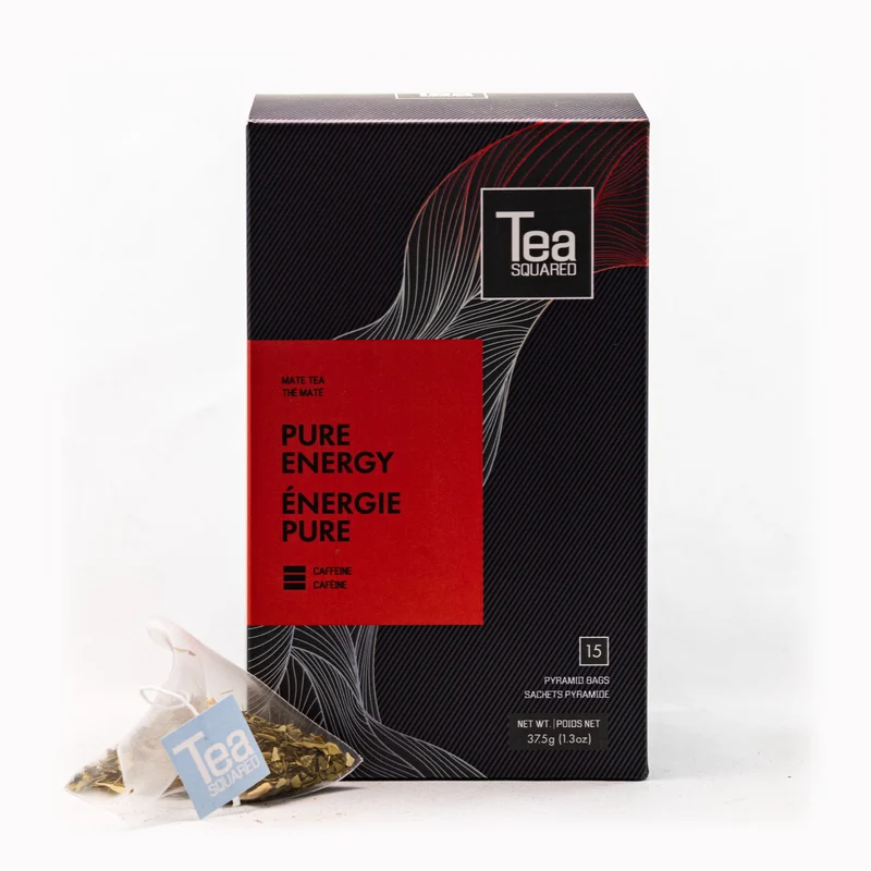 Tea Squared Pyramid Teabags - Yerba Mate - Pure Energy 15 CT