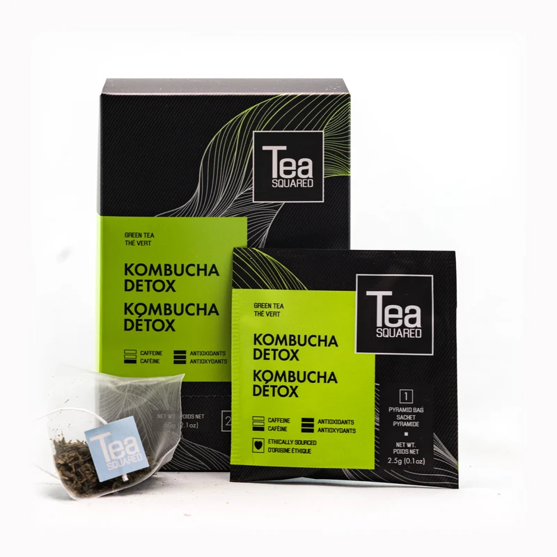 Tea Squared Pyramid Teabags - Green - Kombucha Detox 15 CT