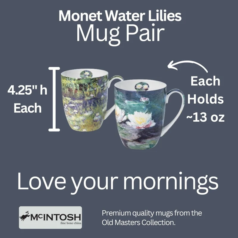 McIntosh 2 Mug Set - Monet - Water Lilies