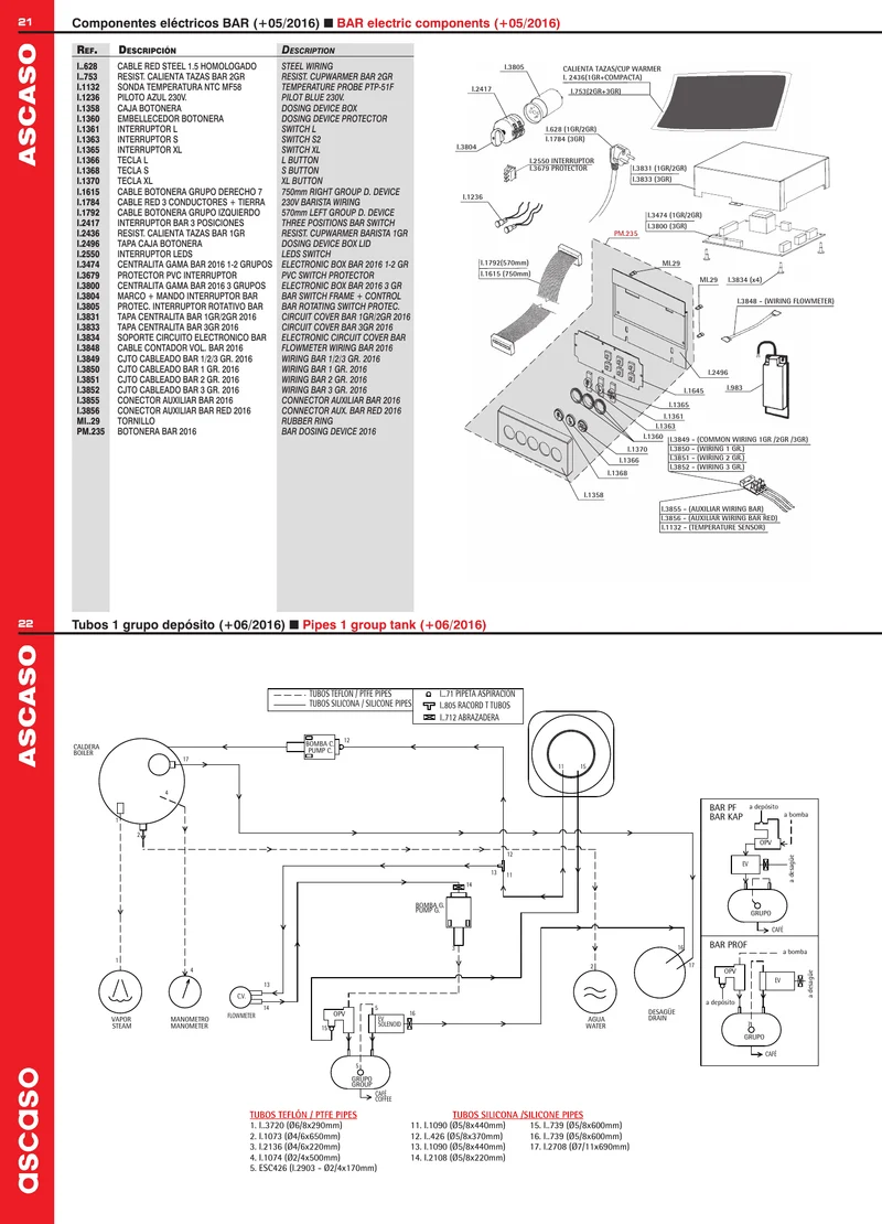 Ascaso teflonslange 2x4 200 mm - Reservedele OEM-nummer: I..1074