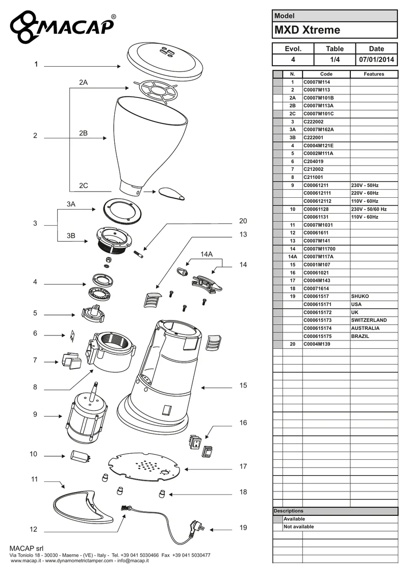 Macap motor Xtreme 235 P90 - Reservedele OEM-nummer: C00061211