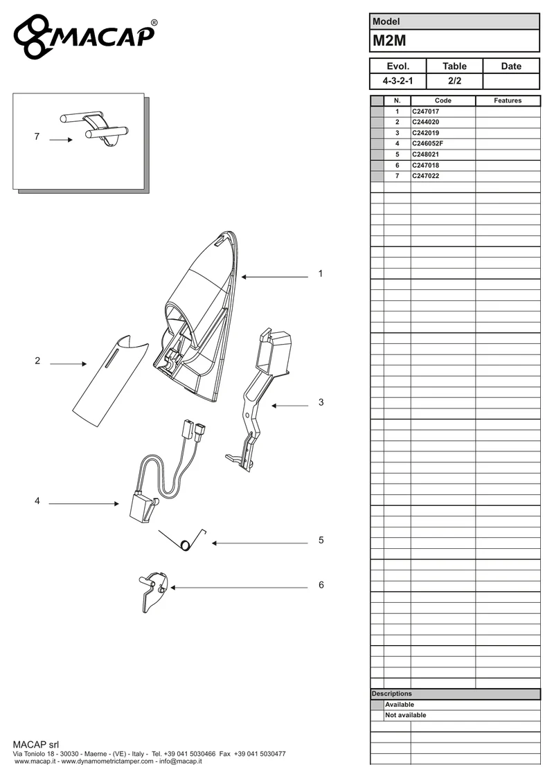 Macap Udløbsholder M2 - Reservedele OEM-nummer: C247017