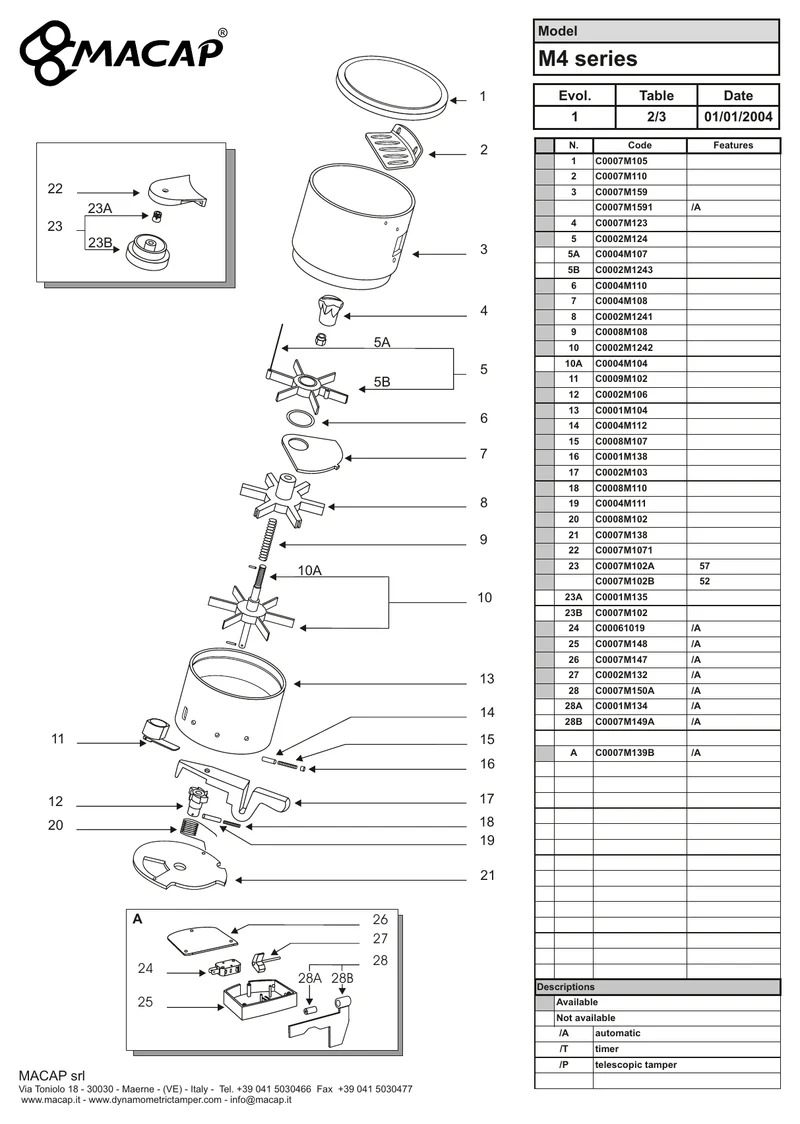 Macap doseringsbeskyttelse - Reservedele OEM-nummer: C0007M110