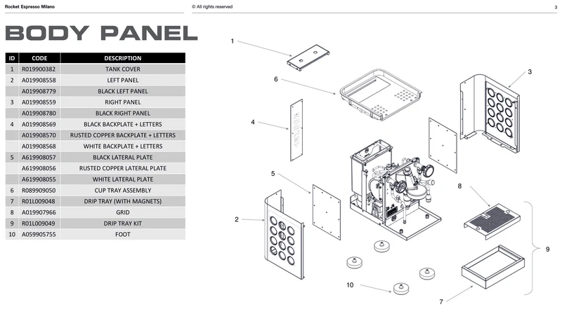 Rocket Appartamento TCA rist til drypbakke TCA - Reservdel OEM-nummer: A019907966