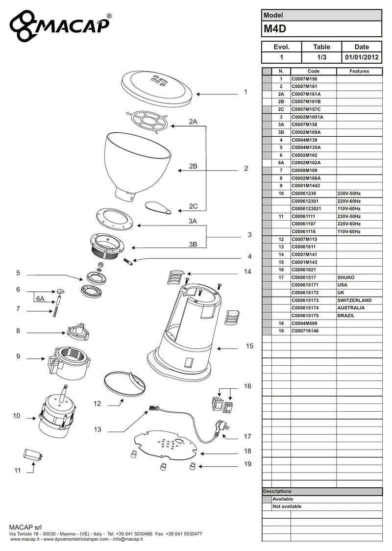 Macap holder til nederste formalingsskive M4D - OEM-reservedelsnummer: C0002M108A