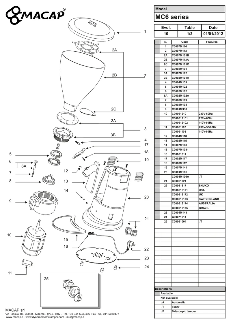 Macap manuel indstillingsring MX - Reservdel OEM-nummer: C0007M162