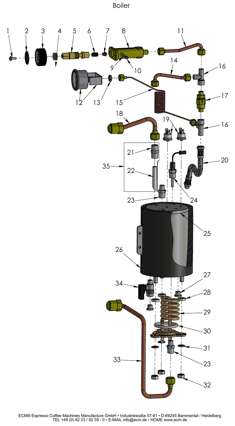 Temperatursensor för kaffe-/ångkokare ECM - Reservdel OEM-nummer: P6037