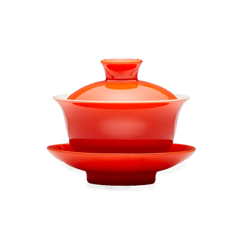 Gaiwan i Porcelæn - Orange 130 ml