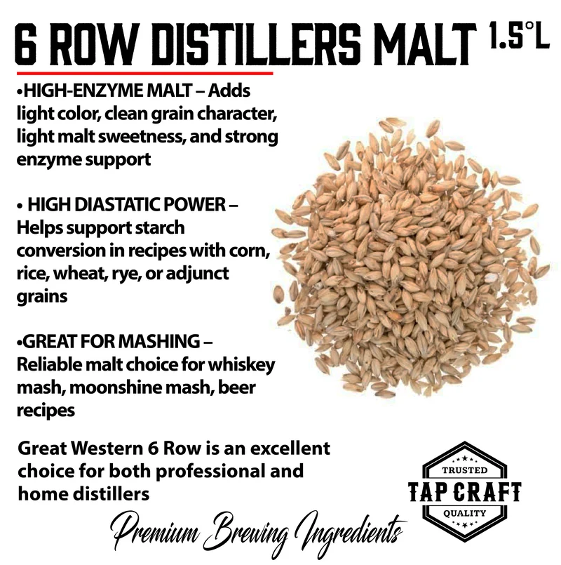 6-Row Distiller's Malt | High-Enzyme Base Brewing Malt