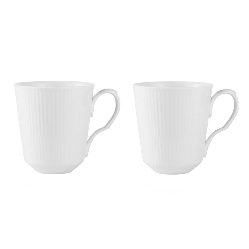 Royal Copenhagen hvid riflet krus 37 cl. 2 stk