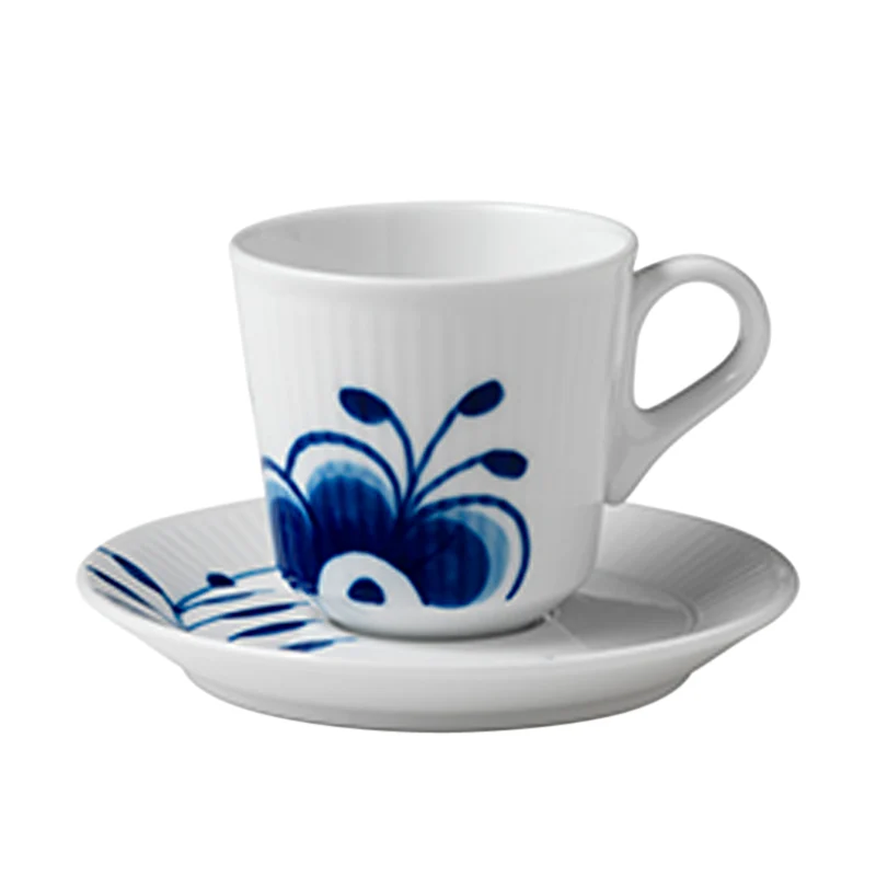 Royal Copenhagen Blå Mega Riflet espresso kop og underkop - 9 cl