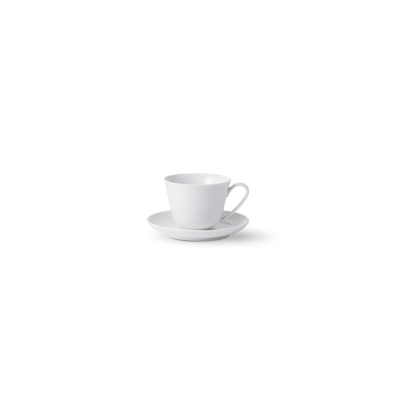 Royal Copenhagen Hvid Riflet kop og underkop 24 cl