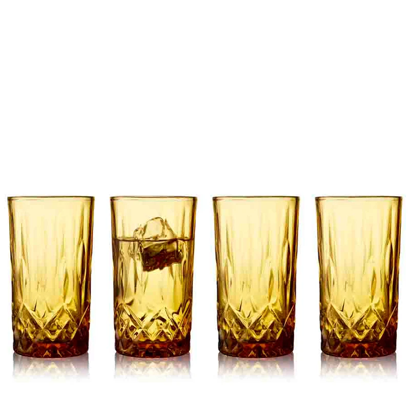 Lyngby Glas Sorrento highball vandglas/drinksglas - Amber 38 cl 4 stk.