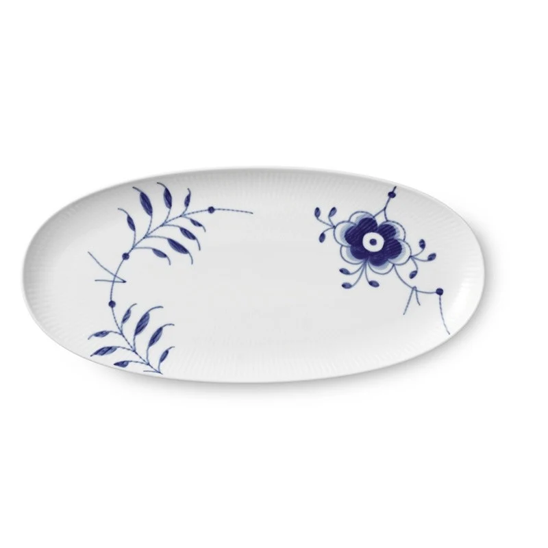 Royal Copenhagen Blå Mega Riflet aflangt fad 37 cm