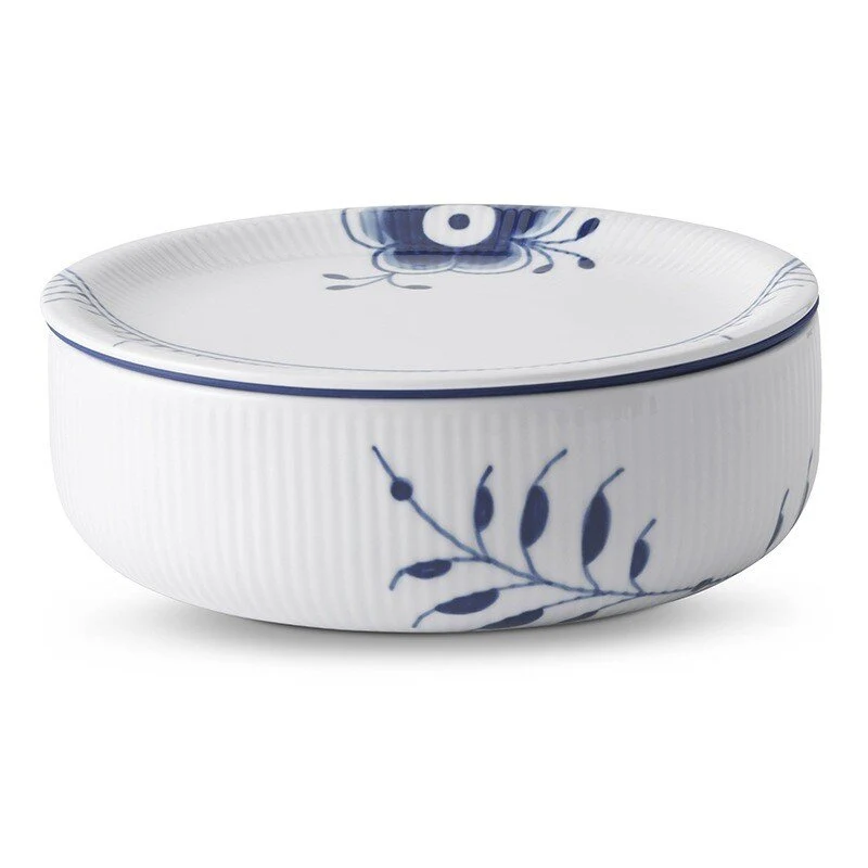 Royal Copenhagen Blå Mega Riflet opbevaringskrukke 140 cl
