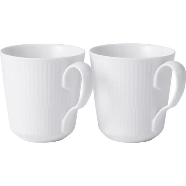 Royal Copenhagen Hvid Riflet Krus 2-pak 28 cl