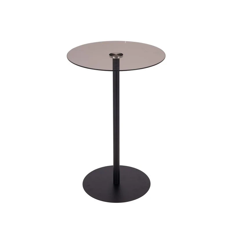 Sidebord sort metal/glas Ø 35 cm H 53 cm