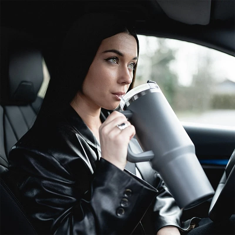 Olsen Home termokop med sugerør grå 1200 ml