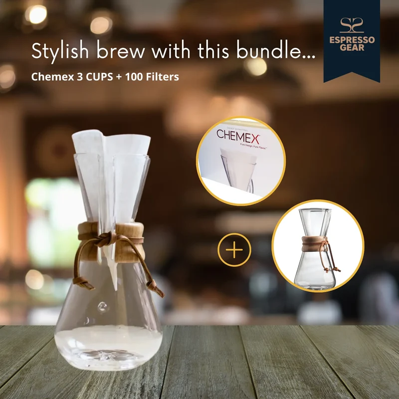 Chemex 3 kopper + 100 filtre