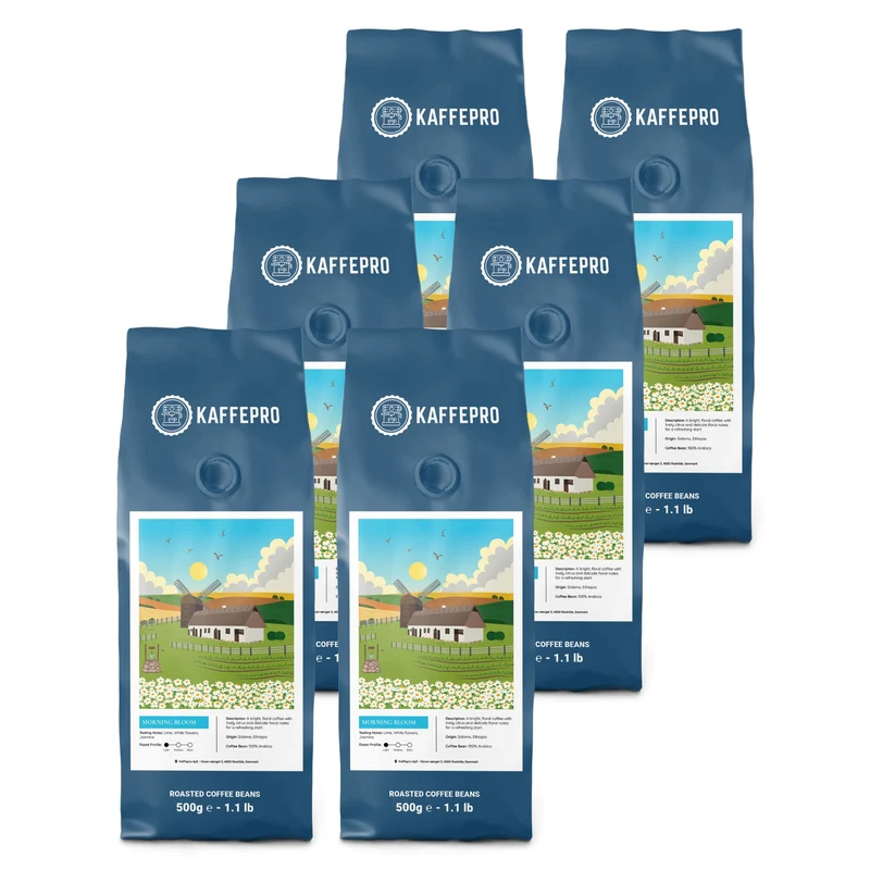 Kaffepro Morning Bloom - Kaffepakke: 6 x 500g Kaffebønner