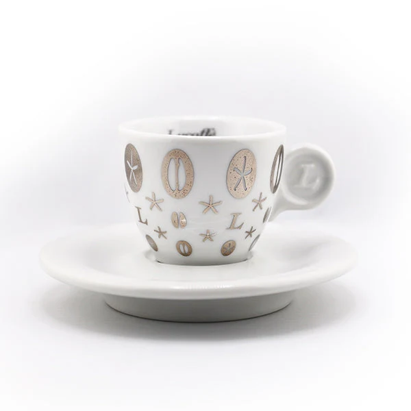 Tazzine da Caffè Lucaffé Decoro Argento con Piattino - Set 6 pz
