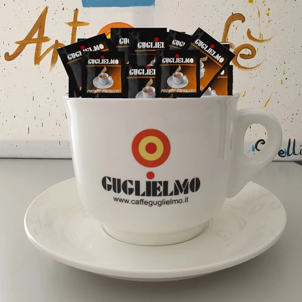 Tazzone caffè Guglielmo ceramica bianca con piatto