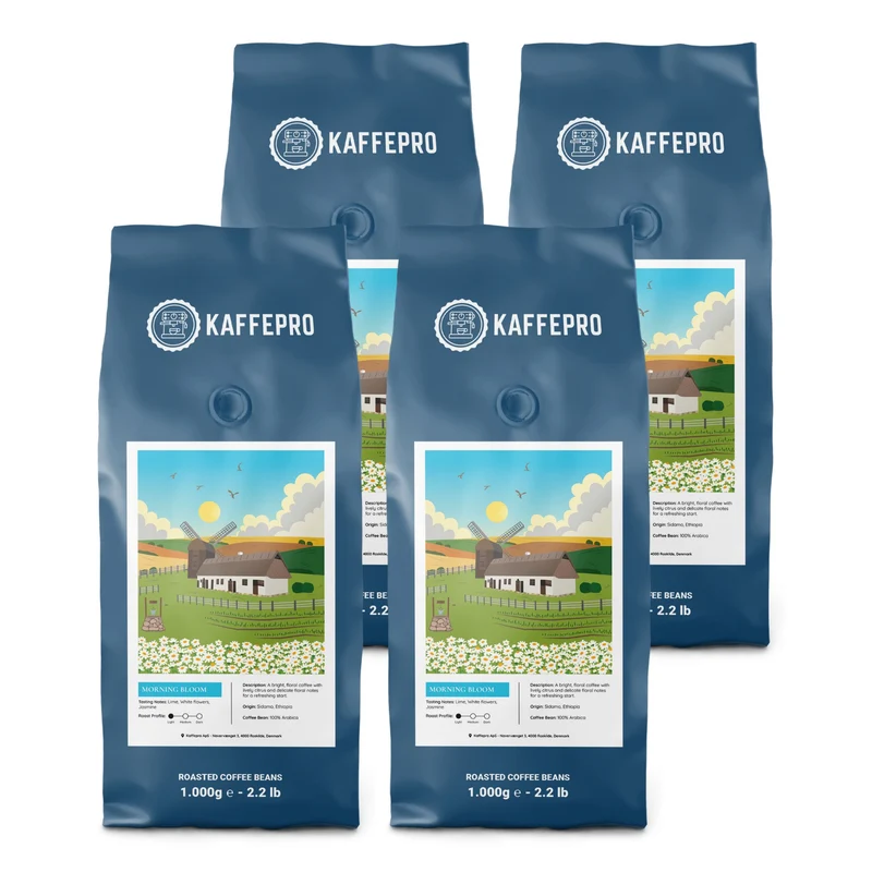 Kaffepro Morning Bloom - Kaffepakke: 4 x 1kg Kaffebønner